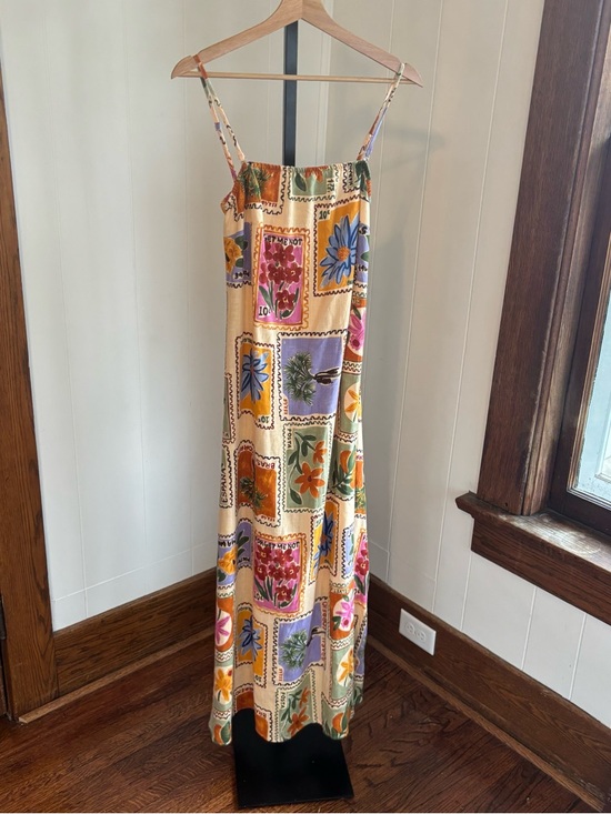 Paper Heart Dresses & Skirts - Paper Heart Floral Stamp Postcard Linen Blend Maxi Dress Womens M Sleeveless NWT